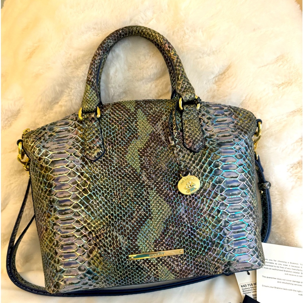 EUC BRAHMIN DUXBURY MOONSTONE SEVILLE SATCHEL w/Crossbody/shoulder strap